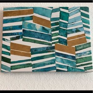 Modern Geometric Teal and Gold Canvas Art